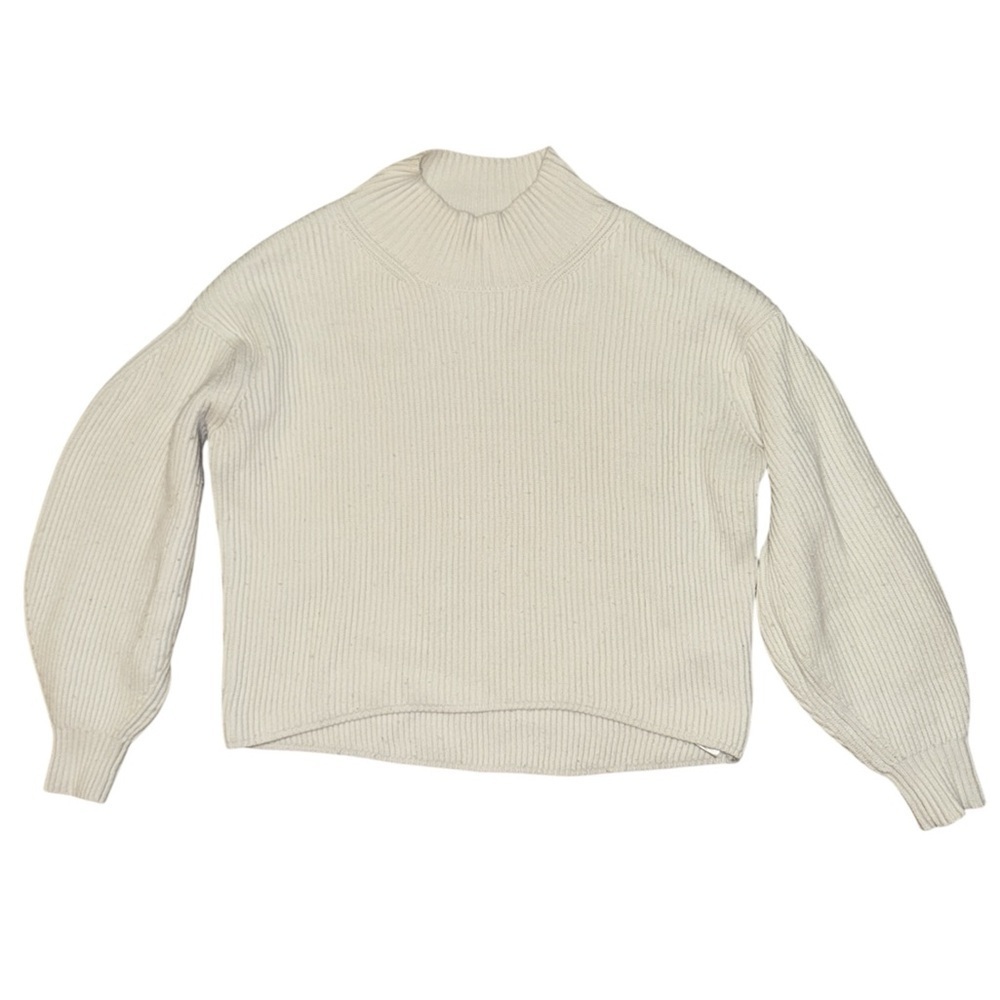 Maeve Easy Mock Neck Ribbed pullover sweater white women’s size medium